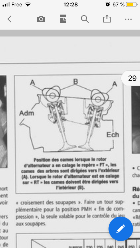 Position cames SV 1000 contrôle jeu soupapes